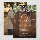イルミネーション ラスティック ウッド グリーン フォト ウェディング セーブザデート (正面/裏面)