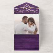 イルミネーション ラスティック パープル ウェディング QRコード オールインワン招待状 (外側)