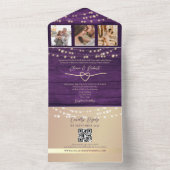 イルミネーション ラスティック パープル ウェディング QRコード オールインワン招待状 (内側)