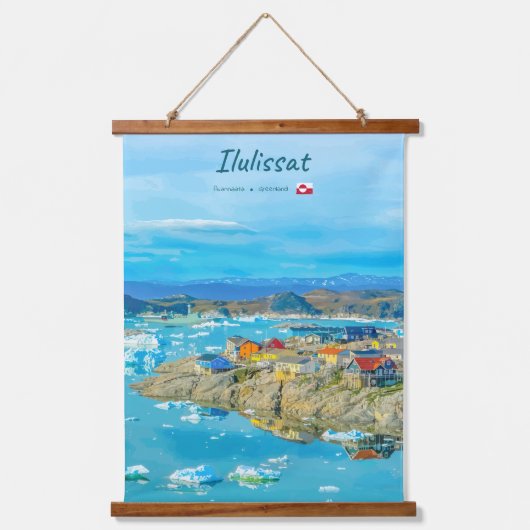 イルリサット、グリーンランド - 氷山の町 吊り下げ型タペストリー (正面)