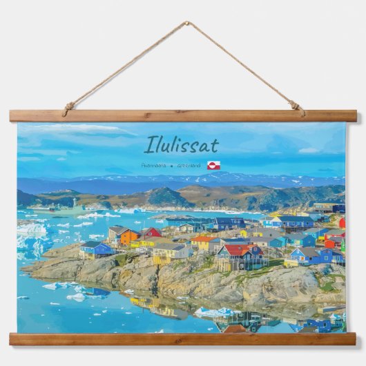 イルルサット, グリーンランド - 氷山の町 吊り下げ型タペストリー (正面)