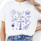 イル・ドルチェ・ファル・ニエンテのブルーコケットリボンイタリアデザイン Tシャツ