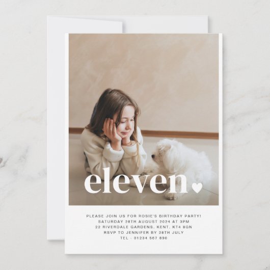 イレブンハートフォト誕生日招待状 招待状 (正面)