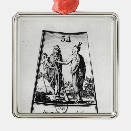 イロクォイ人のインディアン メタルオーナメント (正面)