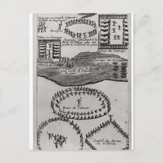 イロクォイ人の平和管のダンス ポストカード (正面)