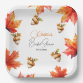 イロハカエデの葉とどんぐりのブライダルシャワー ペーパープレート (正面)