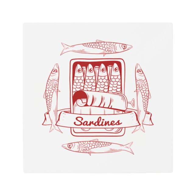 イワシのアーポップ・アートのト メタルプリント (正面)