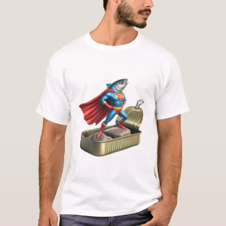 イワシのスーパーヒーロー コミック オーシャンヒーロー アート Tシャツ