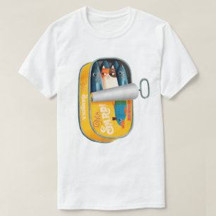 イワシの缶に驚く Tシャツ