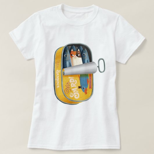 イワシの缶詰の驚き Tシャツ (デザイン正面)