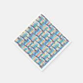 イワシの魚のストライプの柄 スタンダードカクテルナプキン (角)