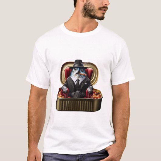 イワシマフィアのボス ドン・フィッシュ教父の雰囲気 Tシャツ (正面)