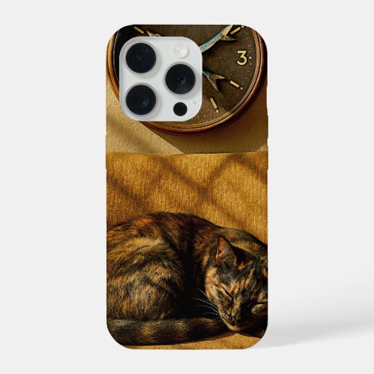 イワシ時計の夢の時間 - 超現実的な猫のアート iPhoneケース (裏面)