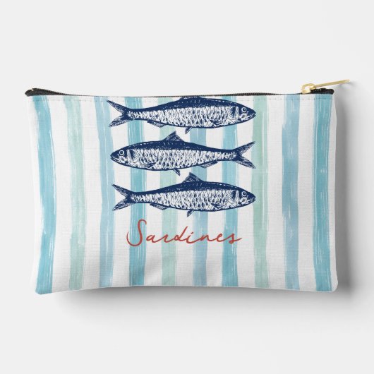 イワシ漁師エステティック沿岸ストライプ アクセサリーポーチ (裏面)