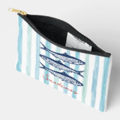 イワシ漁師エステティック沿岸ストライプ アクセサリーポーチ (見開き)