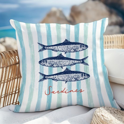 イワシ漁師エステティック沿岸ストライプ クッション