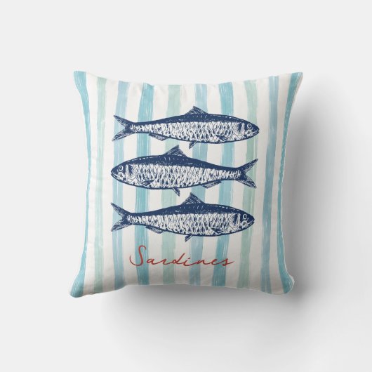 イワシ漁師エステティック沿岸ストライプ クッション (裏面)