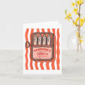 イワシ缶詰夏魚レトログラフィック男性へW カード (黄色い花)