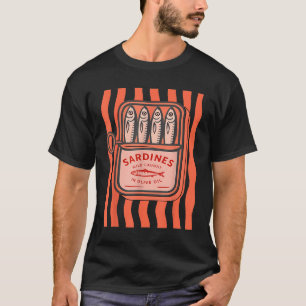 イワシ缶詰夏魚レトログラフィック男性へW Tシャツ