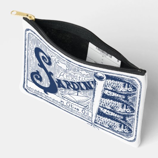 イワシ缶詰魚漁師コア アクセサリーポーチ (見開き)