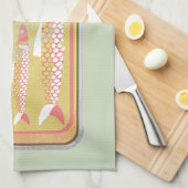 イワシ錫レトロポスタースタイル キッチンタオル (四つ折り)