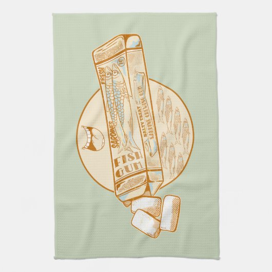 イワシ風味のチューインガムおもしろい魚 キッチンタオル (縦)