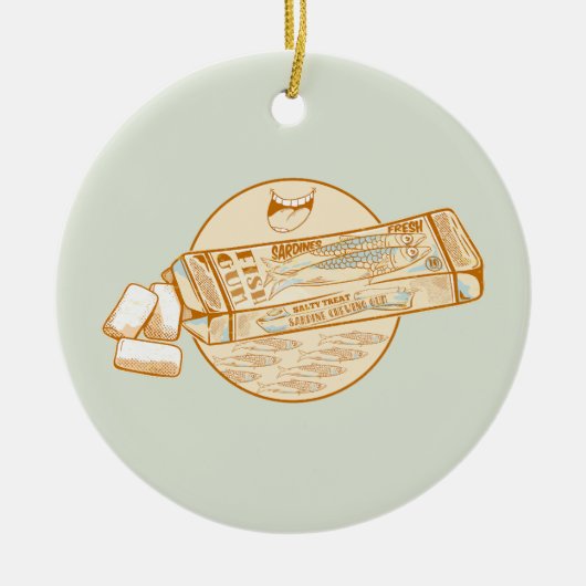 イワシ風味のチューインガムおもしろい魚 セラミックオーナメント (正面)