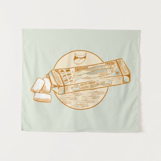 イワシ風味のチューインガムおもしろい魚 タペストリー (正面(横))