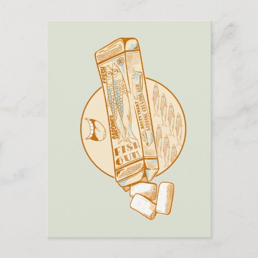 イワシ風味のチューインガムおもしろい魚 ポストカード (正面)