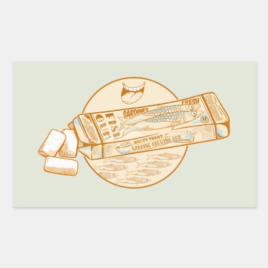 イワシ風味のチューインガムおもしろい魚 長方形シール (正面)