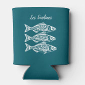 イワシ – ハワイアン – フィッシャーマンコア – ティール(緑がかった色) 缶クーラー (裏面)