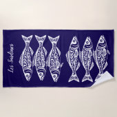 イワシ – ブルーハワイアン ビーチタオル (正面)