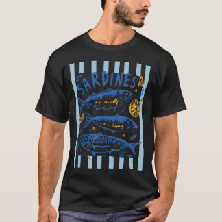 イワシ 缶詰めの魚 レトロな夏 Tシャツ