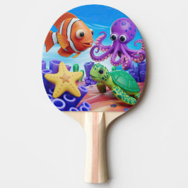 イワタリガニ、ウミガメ及びピエロ魚 卓球ラケット