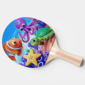 イワタリガニ、ウミガメ及びピエロ魚 卓球ラケット (横)