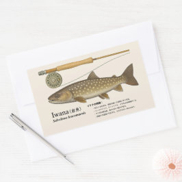 イワナ(Salvelinus leucomaenis)– 日本のイラスト 長方形シール