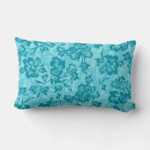 イワラニヴィンテージハワイアンティール（緑がかった色）フローラ ランバークッション (裏面)