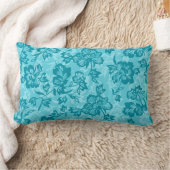 イワラニヴィンテージハワイアンティール（緑がかった色）フローラ ランバークッション (ブランケット)