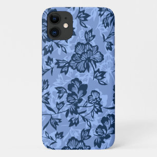 イワラニヴィンテージハワイアンデニムブルーフローラ iPhone 11 ケース