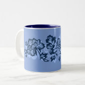 イワラニヴィンテージハワイアンブルーフローラバンド ツートーンマグカップ (正面左)