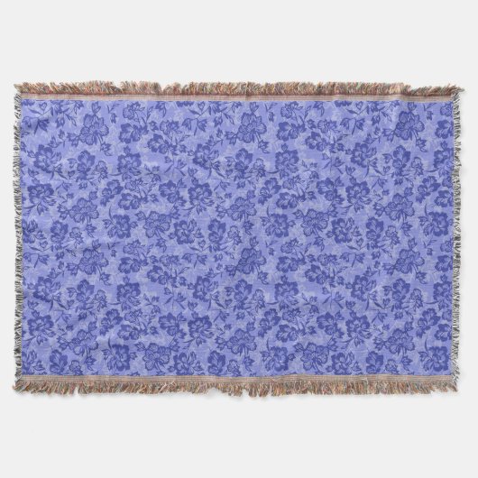 イワラニヴィンテージハワイアン薄紫フローラ スローブランケット (正面)