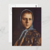 イワン・クラムロシアのスコイ – ブルー・ショールの少女 ポストカード (正面/裏面)