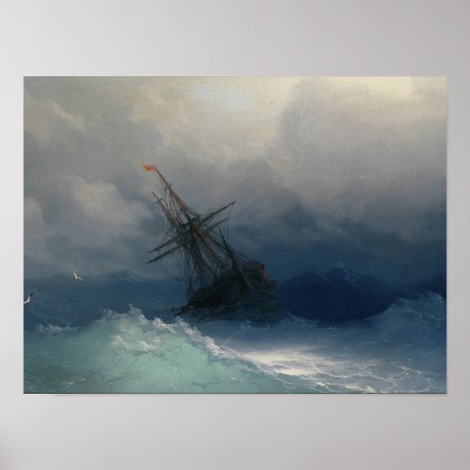 イワンAivazovsky - Ship On Stormy Sea ポスター (正面)