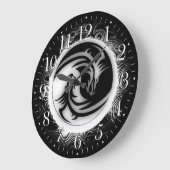 インおよびヤンのアジア人のドラゴン ラージ壁時計 (傾斜)