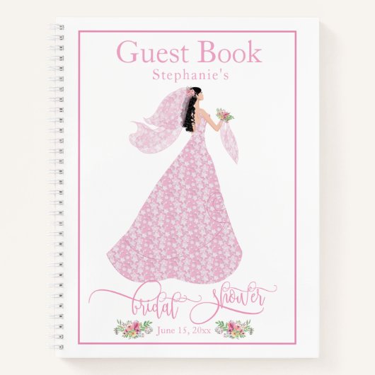 「インかわいらしピンク」ブライダルシャワーゲストブック ノートブック (正面)