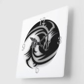 インとヤンアジアドラゴン スクエア壁時計 (傾斜)