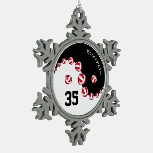 インとヤンガールズバレーボール スノーフレークピューターオーナメント (左)