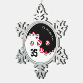 インとヤンガールズバレーボール スノーフレークピューターオーナメント (右)