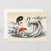 インとヤンコイとクレーンinアジア美術スタイル ポストカード (正面/裏面)