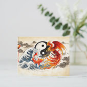 インとヤンコイとフェニックスinアジアンアートスタイル ポストカード (スタンド正面)